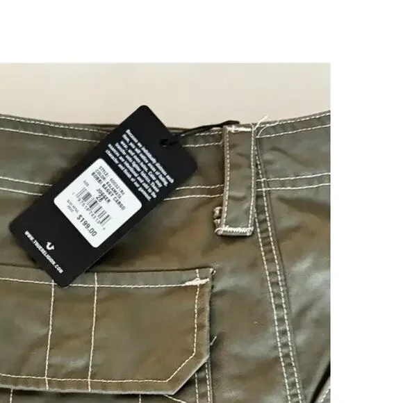 NWT True Religion Bobbi Baggy Cargo Pants Kalamata Olive Green size 28 - Picture 2 of 16
